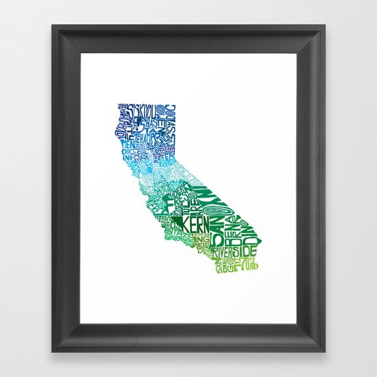 Typographic California - Cool Framed Art Print