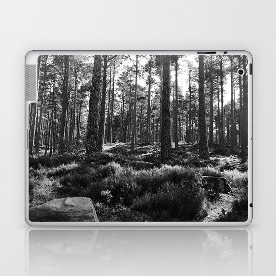 Scottish Highlands Summer Forest Landscape in Black and White Laptop & iPad Skin