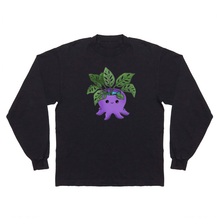 Cute Purple Octopus Planter -White Long Sleeve T Shirt