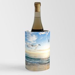 Ocean Beach Waves Sunset Photo Wine Chiller