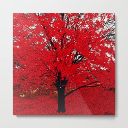 TREE RED Metal Print | Tree, Leaf, Winter, Digital, Crimson, Arbor, Redtree, Redleaves, Redtrees, Newengland 