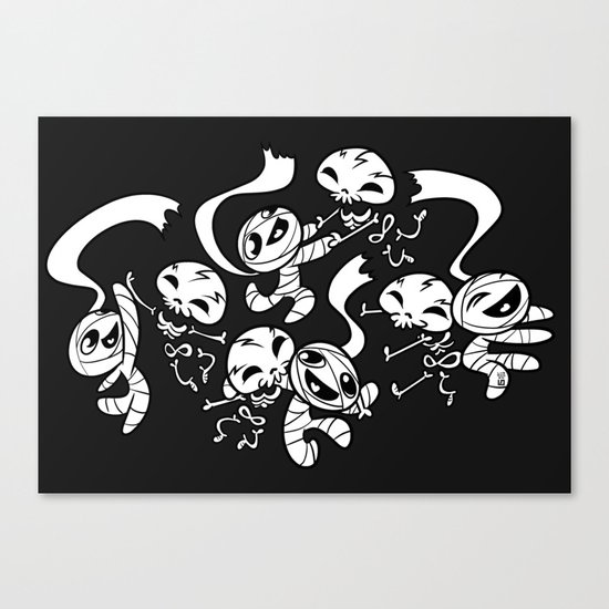 Mummy & Skeleton Canvas Print