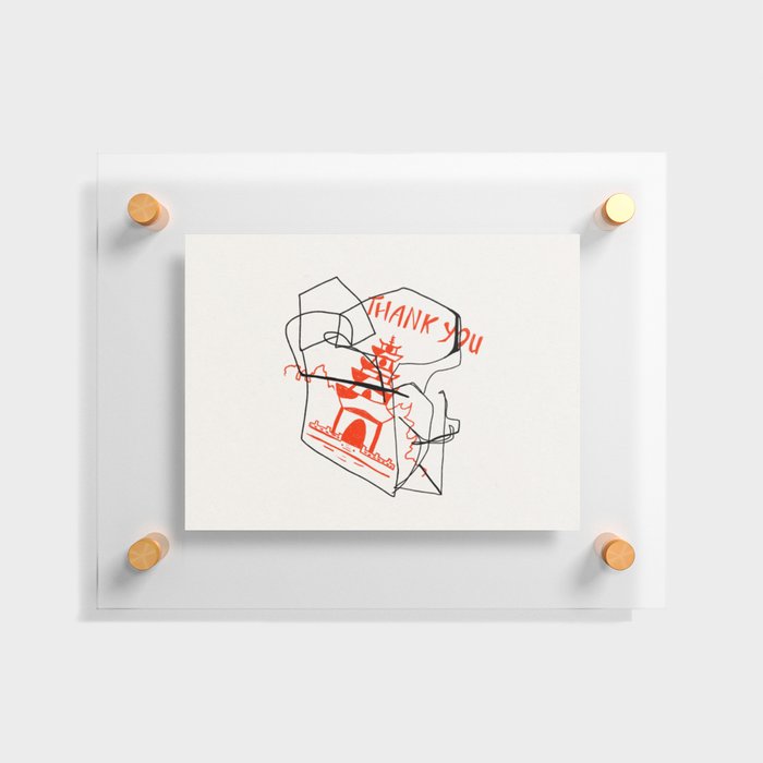 Chinese Food Takeout - Contour Line Drawing Floating Acrylic Print