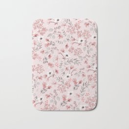 Romantic Floral Pink Pattern  Bath Mat
