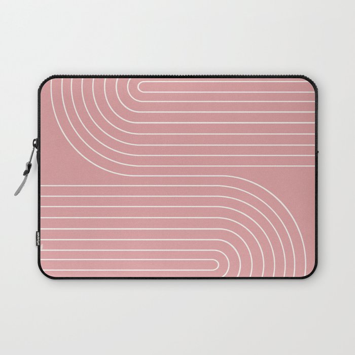 Minimal Line Curvature X Pink Mid Century Modern Arch Abstract Laptop Sleeve