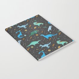 Dinosaurs in Space in Blue Notebook