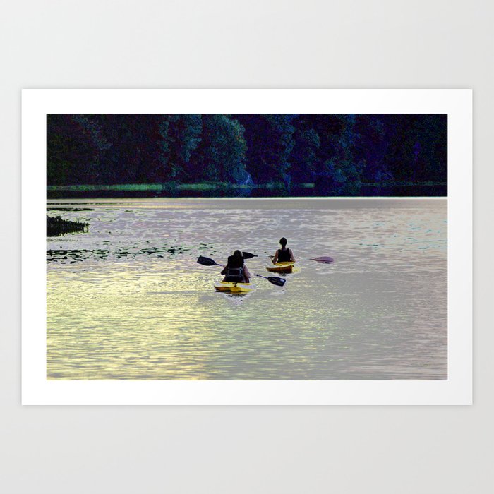 Twilight Kayaking Beach Lake, PA Art Print