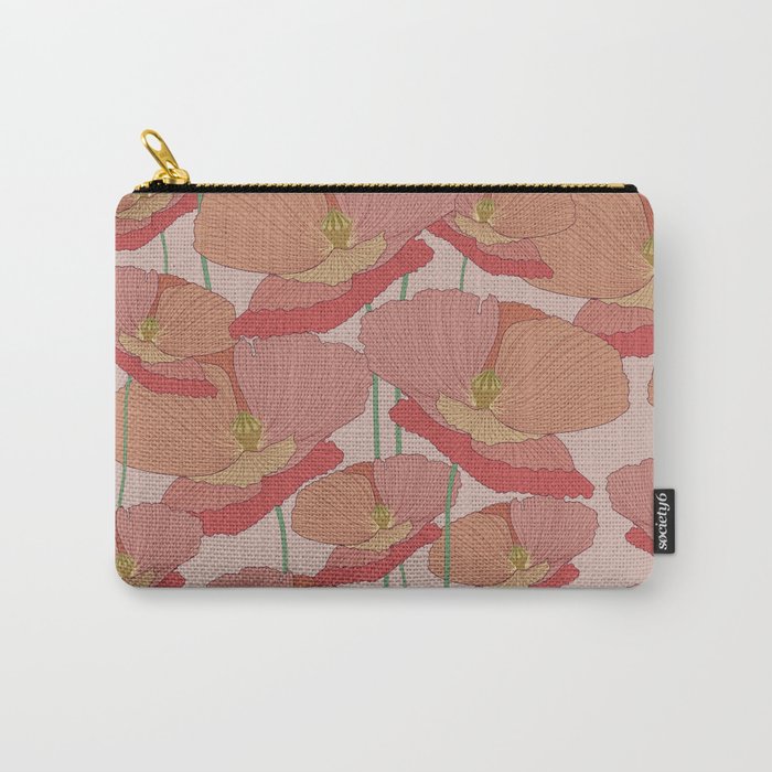 Soft Poppy // Normal Scale// Salmon Pink Background  Carry-All Pouch