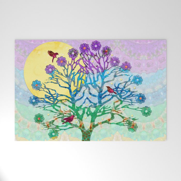 Colorful Tree Of Life Art by Sharon Cummings Welcome Mat