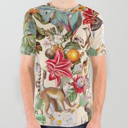 Animal and Floral Pattern All Over Graphic Tee