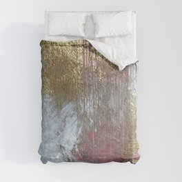 Golden Girl: a pretty abstract mixed media piece in pink, white, gold, and gray Comforter