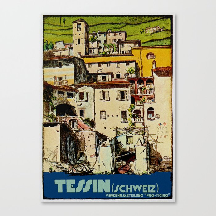 Vintage Tessin Schweiz - Ticino Switzerland Travel Canvas Print
