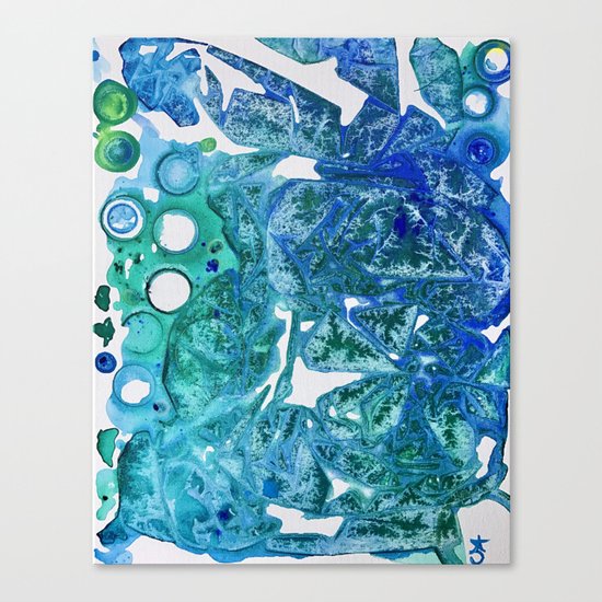Sea Leaves, Environmental Love of the Ocean Blue Canvas Print