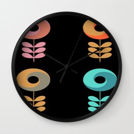 Two Toned Mid Mod Flowers Wall Clock