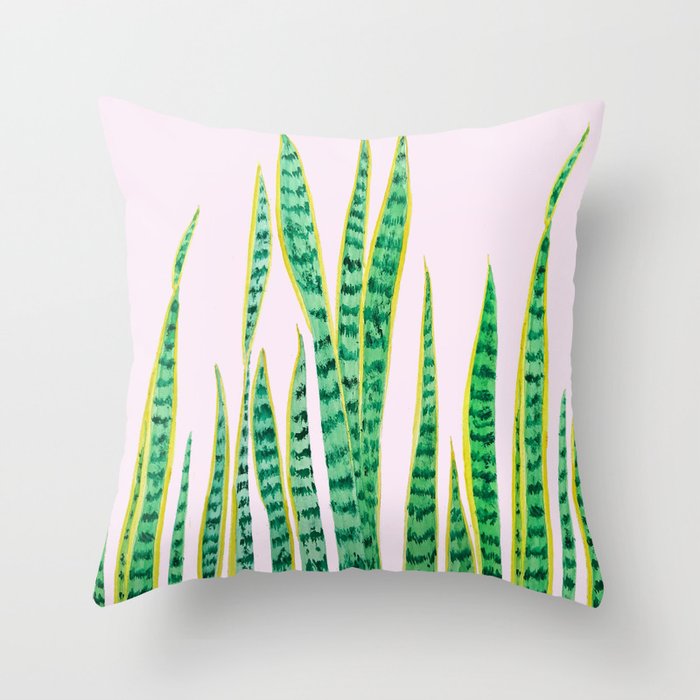 snake plant painting Throw Pillow