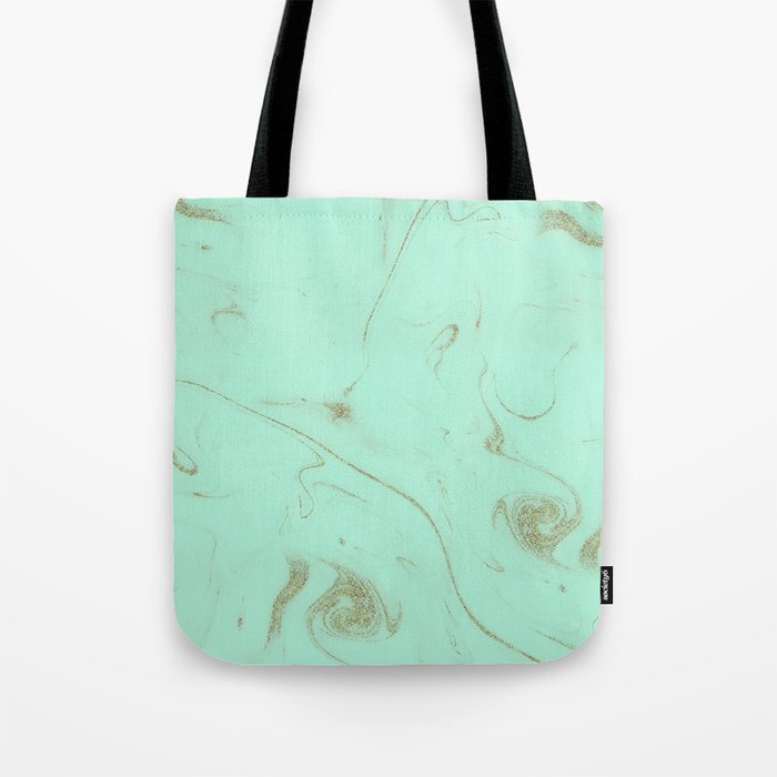 Elegant gold and mint marble image Tote Bag