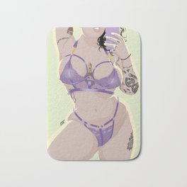 Untitled #162 Bath Mat | Lingerie, Plump, Booty, Curvy, Painting, Pinup, Woman, Bbw, Breasts, Pussy 