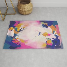 Colourful evening- abstract- blue, pink , orange Rug