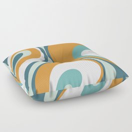 Trippy Psychedelic Abstract Design in Teal, Turquoise, Orange and Aqua Floor Pillow