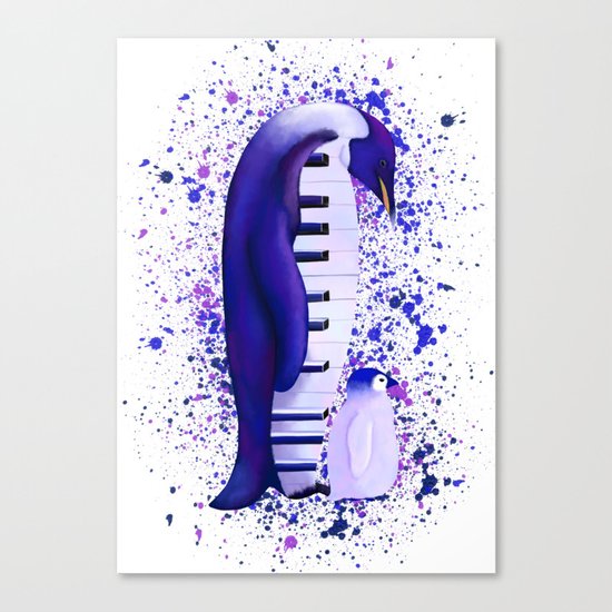 Piano Penguins Canvas Print