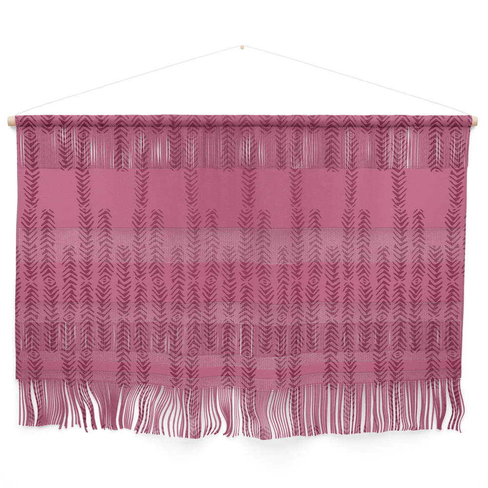 Eye Of The Magpie Tribal Style Pattern - Raspberry Red Wall Hanging by evalundbergline