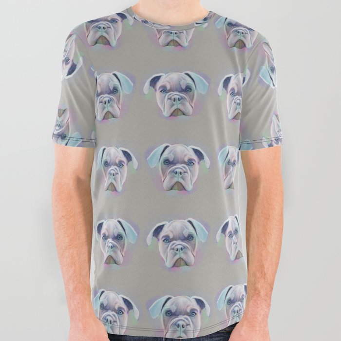  Abstract Bulldog Portrait Colorful Painting All Over Graphic Tee