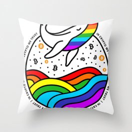 Rainbow Crypto Whale In Crypto We Trust Throw Pillow