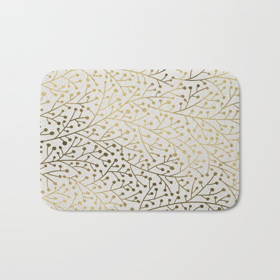 Gold Berry Branches Bath Mat