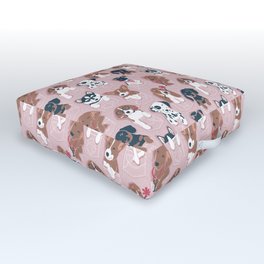 Pure love pockets I // blush pink background Dachshund Beagle Dalmatian Basset Hound Labrador Retriever Husky Welsh Corgi and Italian Greyhound dog puppies Outdoor Floor Cushion