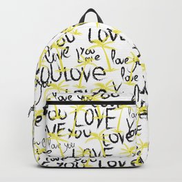 Love Typography Playful Text Pattern Palms  Backpack | Loveletters, Modern, Youlove, Yellowblack, Valentine, Justlove, Wedding, Digital, Typography, Palms 