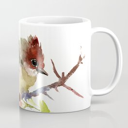 Beautiful Bird artwork, Yuhina Bird, Olive green Brown bird art Coffee Mug