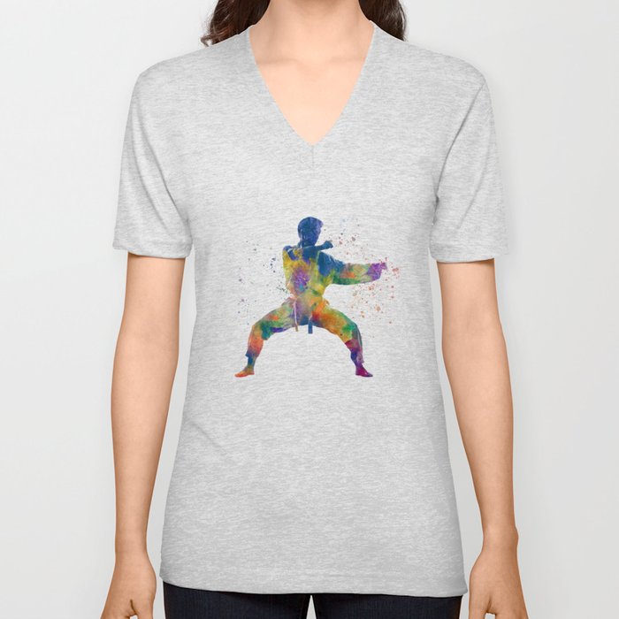 martial art-karate in watercolor V Neck T Shirt