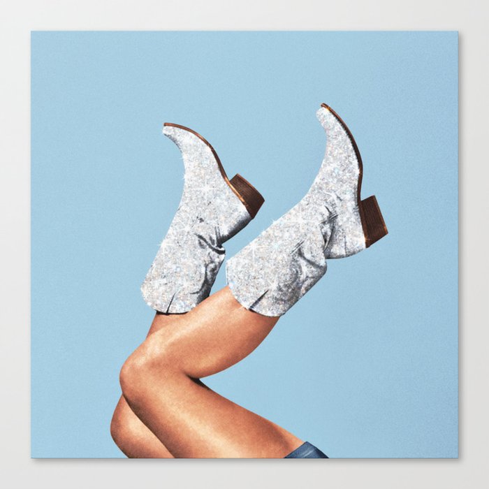 These Boots - Glitter Blue Canvas Print