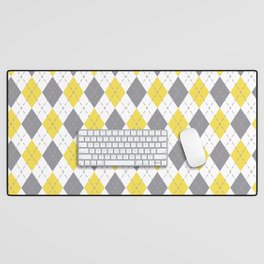 Plaid Argyle Pattern Pantone 2021 Color Of The Year Illuminating and Ultimate Gray  Desk Mat