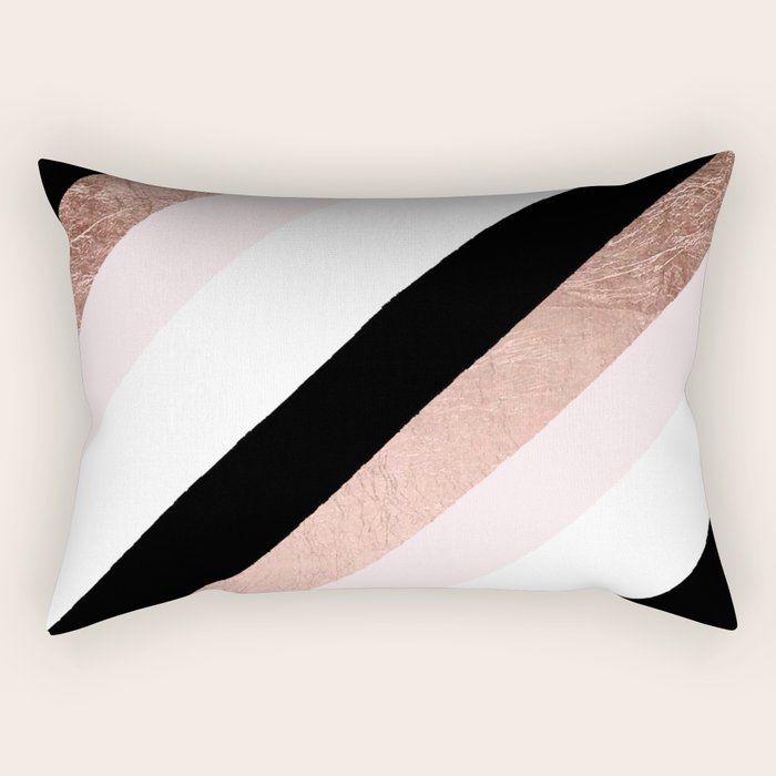 Modern Trendy Black Blush Pink Rose Gold Geometric Stripes Pattern