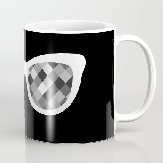 Diamond Eyes White on Black Coffee Mug