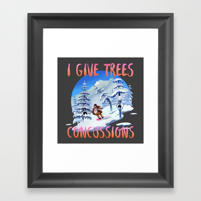 Snowboard Steve - I give trees concussions Framed Art Print