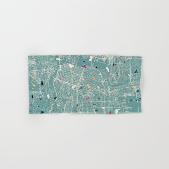 USA, Sacramento - Pastel City Map - Terrazzo Collage - Marble Hand & Bath Towel