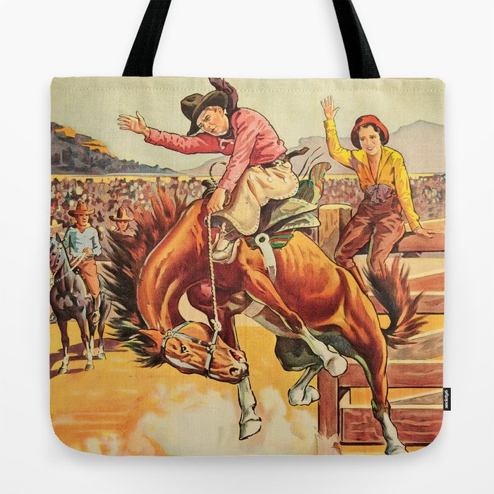 Retro Western Cowboy - Large Tote Bag - Purse - Handbag