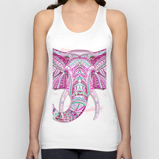 Pink Ethnic Elephant Unisex Tank Top