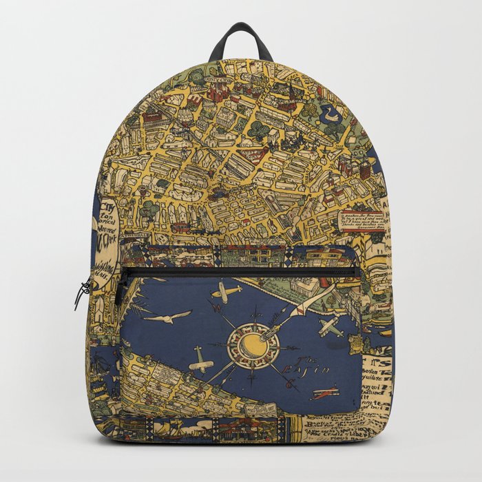 Boston Map - Vintage Illustrated Map Backpack