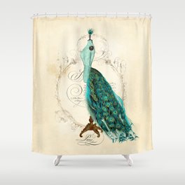 Peacock bustle mannequin Shower Curtain