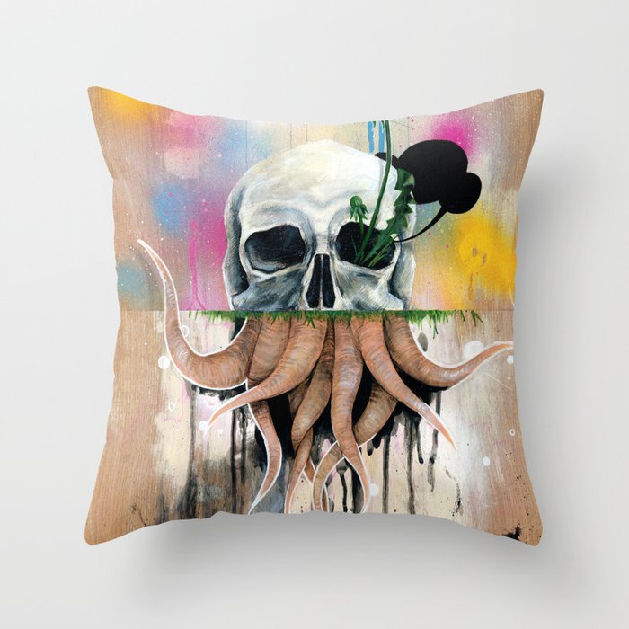 Skull Roots Throw Pillow