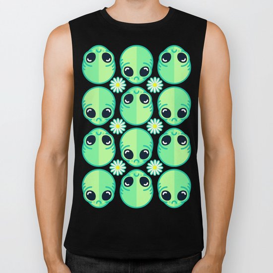 Sad Alien and Daisy Nineties Grunge Pattern Biker Tank