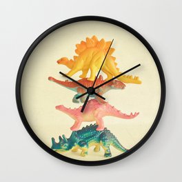 Dinosaur Antics Wall Clock | Dinosaurs, Babyart, Cassiabeck, Nurseryart, Curated, Kidsart, Vintage, Color, Retro, Boysart 