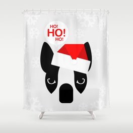 Santa Boston Terrier Shower Curtain