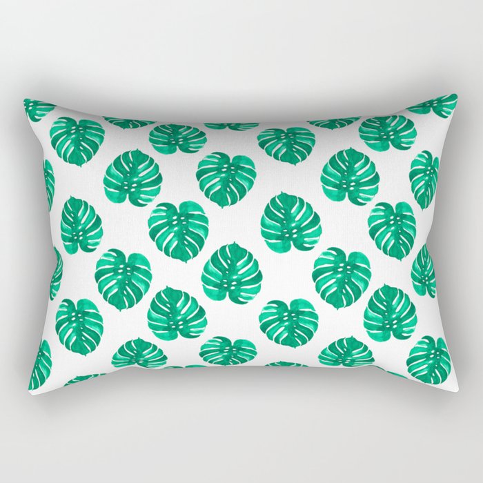Monstera house plant leaf green painting pattern trendy hipster indoor house plant tropical garden   Rectangular Pillow
