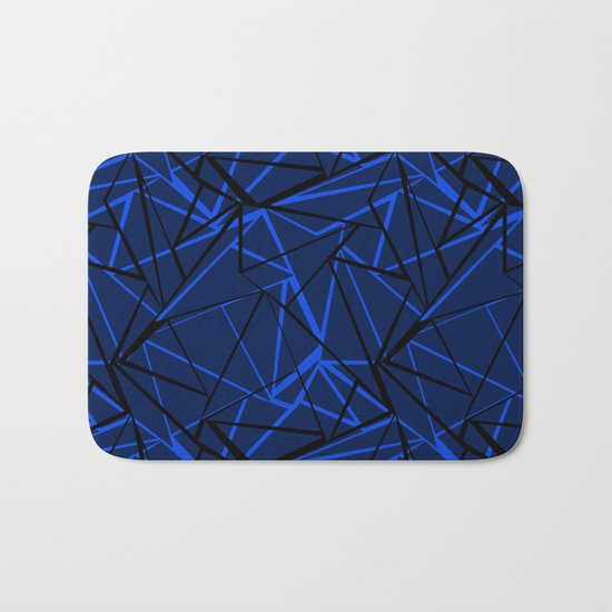 Abstract Black and blue geometric pattern . Bath Mat