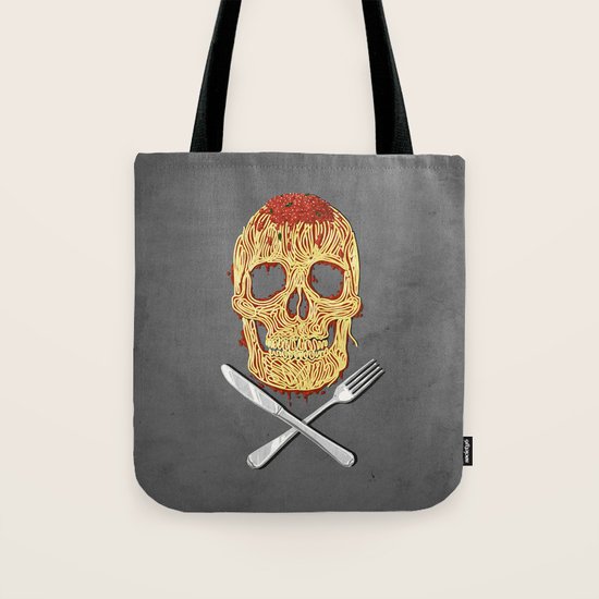 Spaghetti Skull Tote Bag