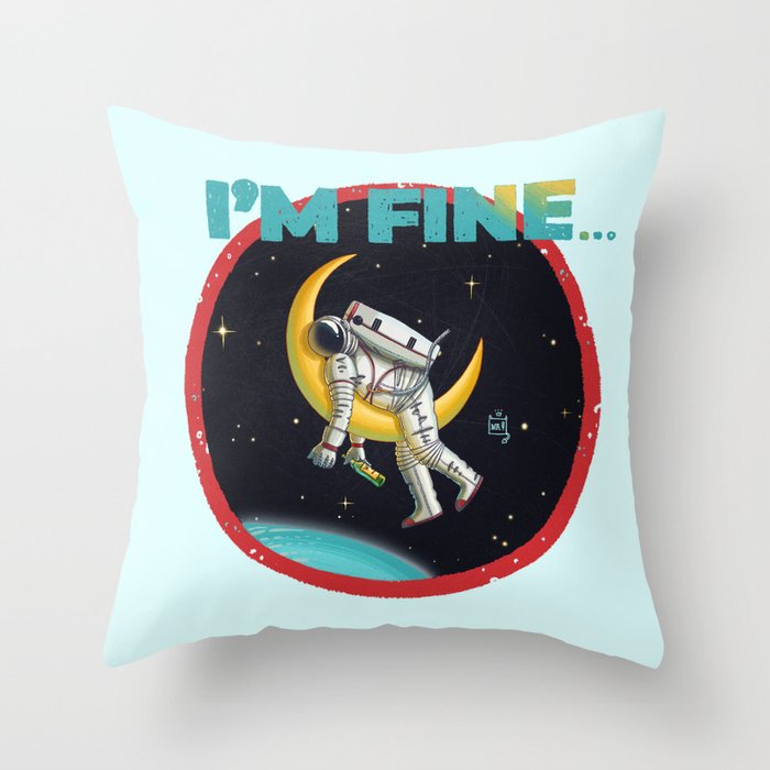 Astronaut on the moon Throw Pillow